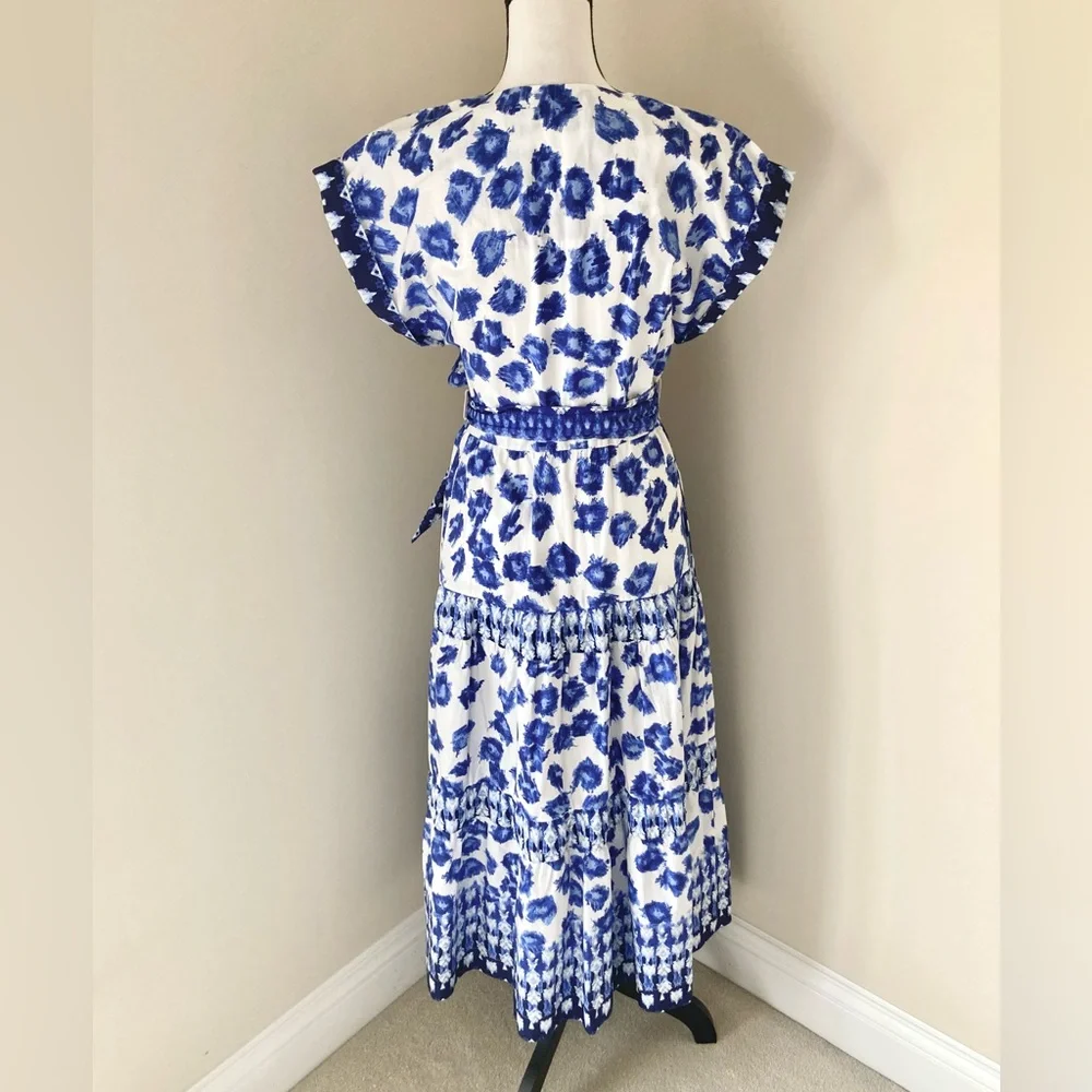 NWT Abercrombie & Fitch Blue & White Tiered Tie Maxi Dress Size S